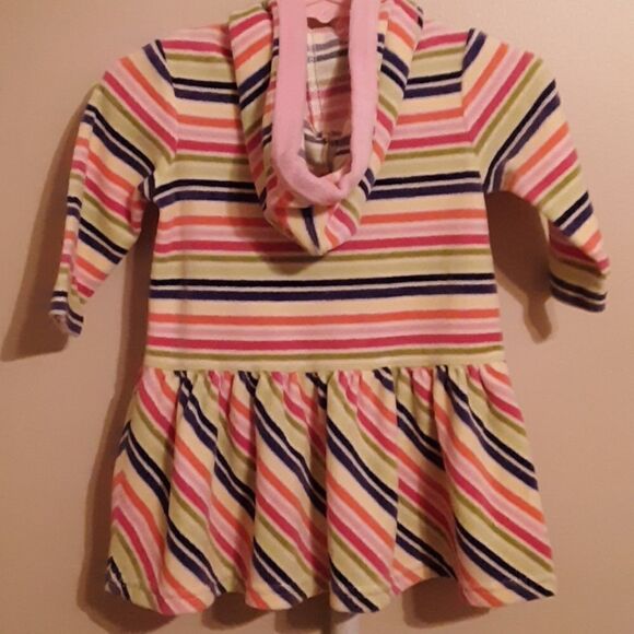 EUC Gymboree Rainbow Striped Hooded Dress 6-12mth - Picture 2 of 2